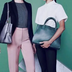 RABEANCO STARLET TOTE BAG Green Leather Satchel Minimalist Handbag Purse